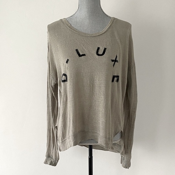 DECJUBA  D- Luxe Basics Olive Linen Knit Shirt Sz S Chic Casual Lightweight - Picture 1 of 10
